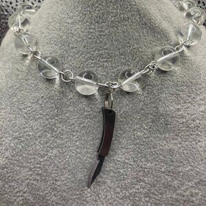Handmade Witch B*tch Clear Glass Bead Pocket Knife Necklace